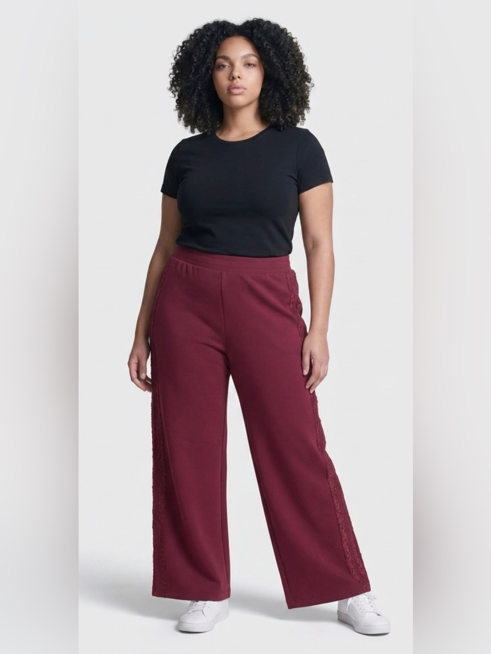 ALL IN MOTION AIRY Sleek track l Wide-Leg Lace-Trim Pants